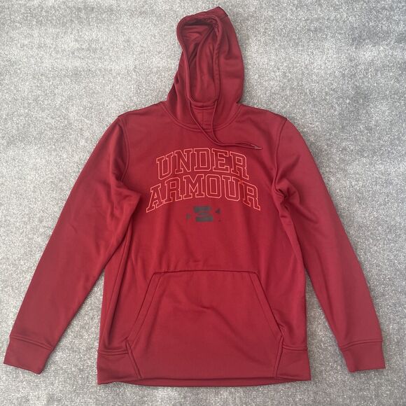 Under Armour Other - Under Armour Hoodie Mens Medium Red Hooded Pullover Sweatshirt Sweater Jumper